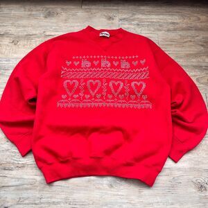 Vintage 90s Britannia Red Heart Crewneck Coquette Valentine Y2K Kitsch Sweater